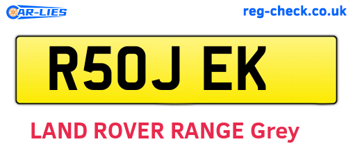 R50JEK are the vehicle registration plates.
