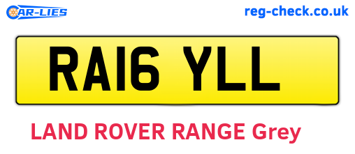 RA16YLL are the vehicle registration plates.