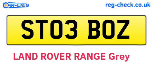 ST03BOZ are the vehicle registration plates.