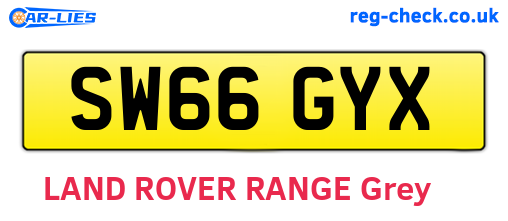 SW66GYX are the vehicle registration plates.