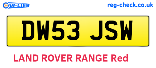 DW53JSW are the vehicle registration plates.
