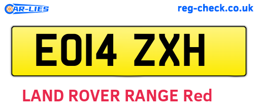 EO14ZXH are the vehicle registration plates.