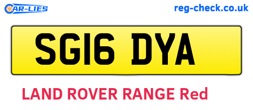 SG16DYA are the vehicle registration plates.