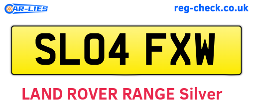 SL04FXW are the vehicle registration plates.