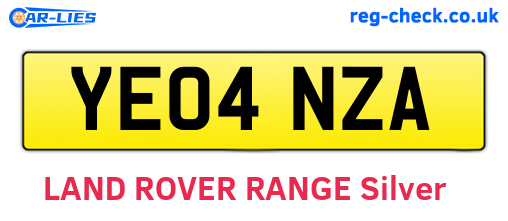 YE04NZA are the vehicle registration plates.