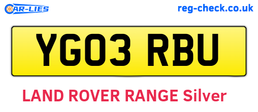 YG03RBU are the vehicle registration plates.