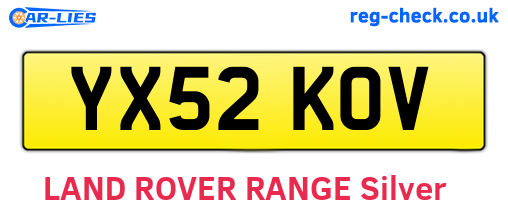 YX52KOV are the vehicle registration plates.