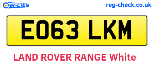 EO63LKM are the vehicle registration plates.