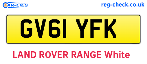 GV61YFK are the vehicle registration plates.
