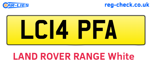 LC14PFA are the vehicle registration plates.