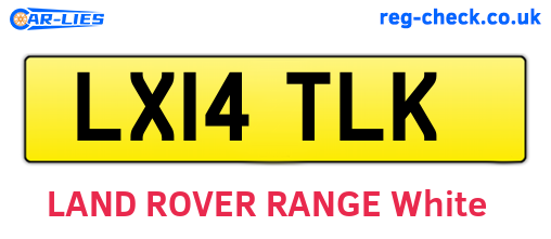 LX14TLK are the vehicle registration plates.