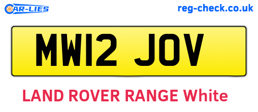 MW12JOV are the vehicle registration plates.