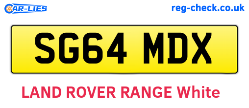 SG64MDX are the vehicle registration plates.