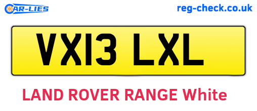 VX13LXL are the vehicle registration plates.