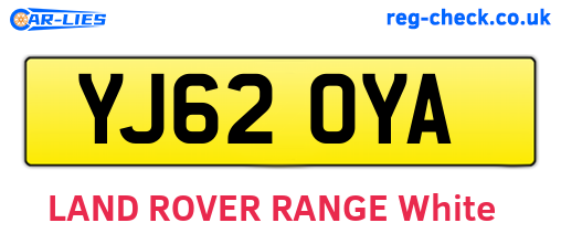 YJ62OYA are the vehicle registration plates.