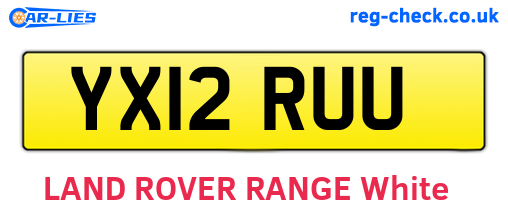 YX12RUU are the vehicle registration plates.