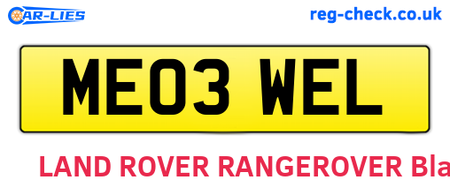 ME03WEL are the vehicle registration plates.