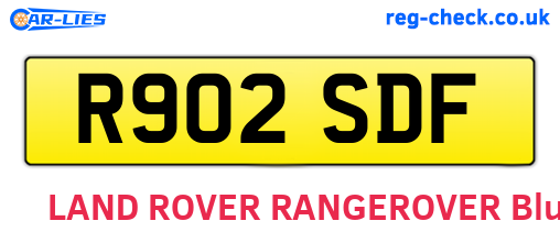 R902SDF are the vehicle registration plates.
