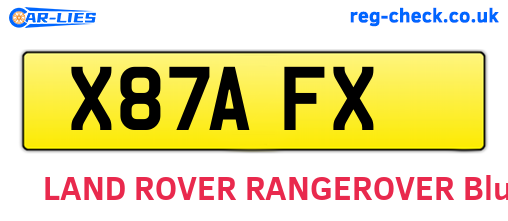 X87AFX are the vehicle registration plates.