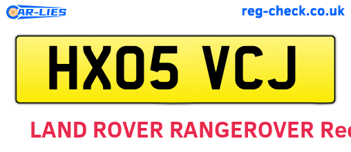 HX05VCJ are the vehicle registration plates.