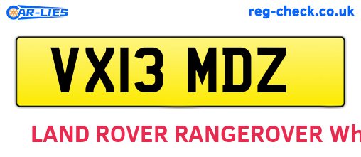 VX13MDZ are the vehicle registration plates.
