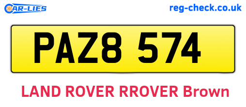 PAZ8574 are the vehicle registration plates.