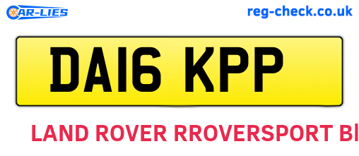 DA16KPP are the vehicle registration plates.