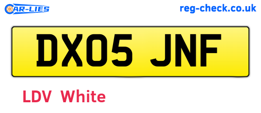 DX05JNF are the vehicle registration plates.