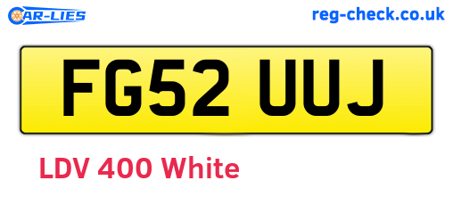FG52UUJ are the vehicle registration plates.