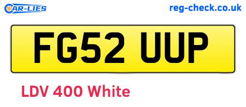 FG52UUP are the vehicle registration plates.