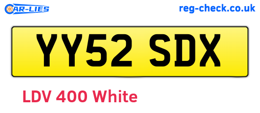 YY52SDX are the vehicle registration plates.