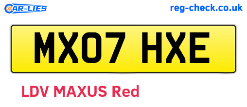 MX07HXE are the vehicle registration plates.