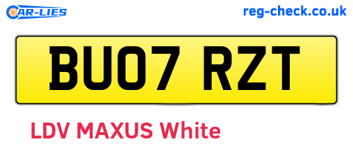 BU07RZT are the vehicle registration plates.