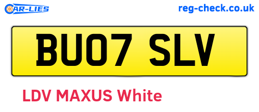 BU07SLV are the vehicle registration plates.