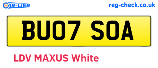 BU07SOA are the vehicle registration plates.