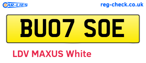 BU07SOE are the vehicle registration plates.