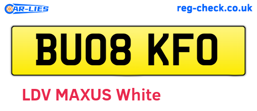 BU08KFO are the vehicle registration plates.