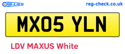 MX05YLN are the vehicle registration plates.