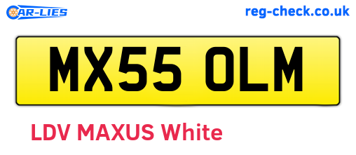 MX55OLM are the vehicle registration plates.
