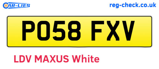 PO58FXV are the vehicle registration plates.