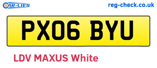PX06BYU are the vehicle registration plates.