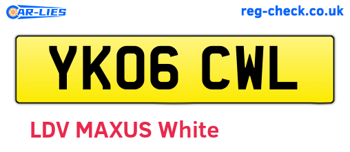 YK06CWL are the vehicle registration plates.