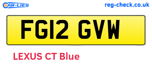 FG12GVW are the vehicle registration plates.