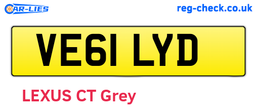 VE61LYD are the vehicle registration plates.