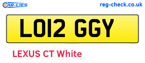 LO12GGY are the vehicle registration plates.