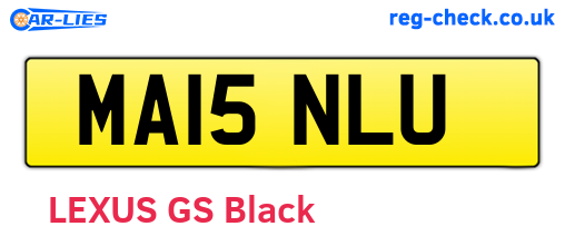 MA15NLU are the vehicle registration plates.
