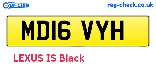 MD16VYH are the vehicle registration plates.