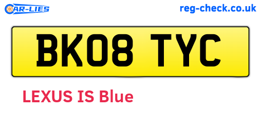 BK08TYC are the vehicle registration plates.