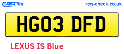 HG03DFD are the vehicle registration plates.