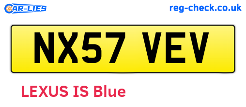NX57VEV are the vehicle registration plates.